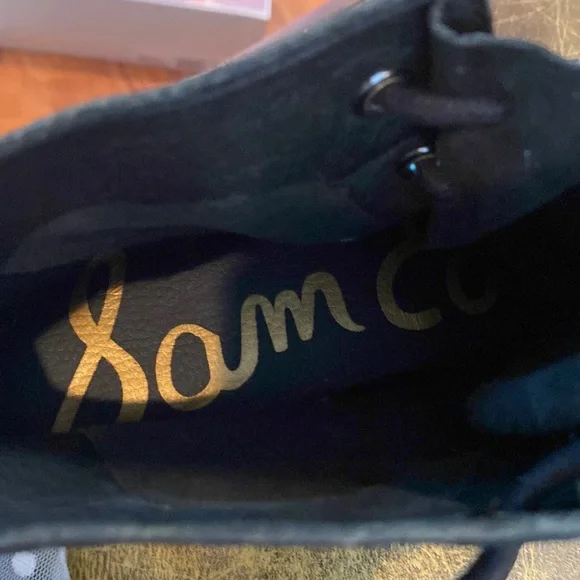 Sam Edelman black leather lace up ankle boots - Picture 2 of 6